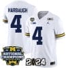Jim Harbaugh Jersey #4 Michigan Wolverines Vapor Limited Football 2024 National Champions Patch White 5 Jim Harbaugh Jersey #4 Michigan Wolverines Vapor Limited Football 2024 National Champions Patch White