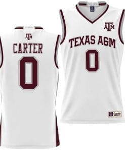 Jace Carter Jersey #0 Texas Aggies NIL College Basketball Jersey Lightweight White
