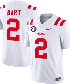 Jaxson Dart Jersey #2 Ole Miss Rebels Football Vapor Limited All Stitched White