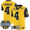 Jim Harbaugh Jersey #4 Michigan Wolverines Vapor Limited Football 2024 National Champions Patch Navy Sleeves 5 Jim Harbaugh Jersey #4 Michigan Wolverines Vapor Limited Football 2024 National Champions Patch Navy Sleeves