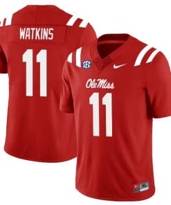 Jordan Watkins Jersey #11 Ole Miss Rebels Football All Stitched Red