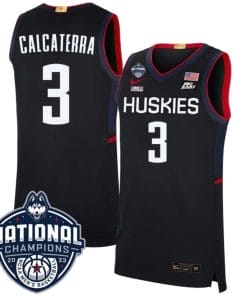 Joey Calcaterra Jersey #3 UConn Huskies 2023 National Champions College Basketball Black