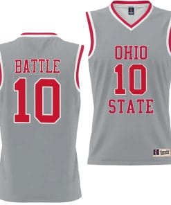 Jamison Battle Jersey #10 Ohio State Buckeyes College Basketball Lightweight Gray
