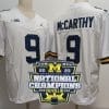 JJ Mccarthy Jersey #9 Michigan Wolverines Football 2023 National Champions Patch White