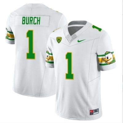 Jordan Burch Jersey #1 Oregon Ducks ‘Mighty Oregon’ Throwback College Football Uniforms White