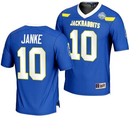 Jaxon Janke Jersey #10 South Dakota State Jackrabbits 2023 FCS Football National Champions Blue