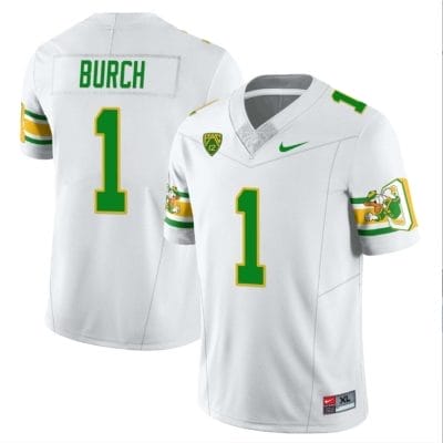 Jordan Burch Jersey #1 Oregon Ducks ‘Mighty Oregon’ Throwback Football Uniforms White