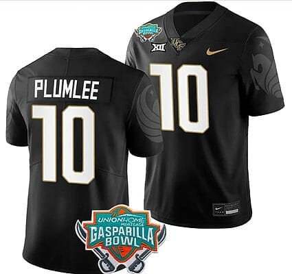 John Rhys Plumlee Jersey #10 UCF Knights 2023 Gasparilla Bowl Patch Football Black