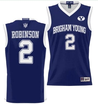 Jaxson Robinson Jersey #2 BYU Cougars NIL College Basketball Jersey Lightweight Navy