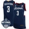 Joey Calcaterra Jersey #3 UConn Huskies 2023 National Champions College Basketball Navy