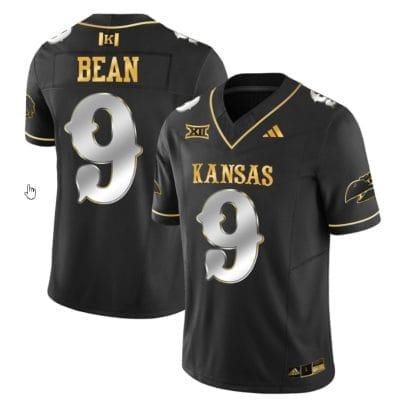 Jason Bean Jersey #9 Kansas Jayhawks Blackhawk Gold Vapor Football Black Limited