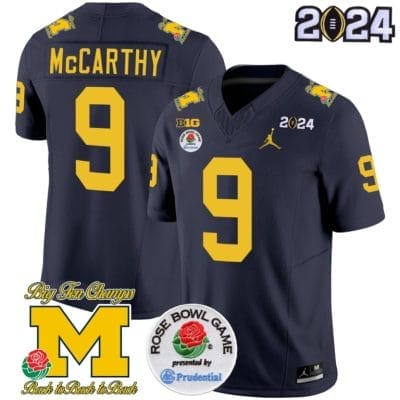 JJ McCarthy Jersey #9 Vapor Limited – 2024 College Football Bowl + Rose Bowl Patch Navy 8 JJ McCarthy Jersey #9 Vapor Limited – 2024 College Football Bowl + Rose Bowl Patch Navy