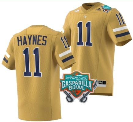 Jamal Haynes Jersey #11 Georgia Tech Yellow Jackets 2023 Gasparilla Bowl Patch Football Brown