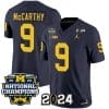 JJ McCarthy Jersey #9 Michigan Wolverines Vapor Limited Football 2024 National Champions Patch Navy