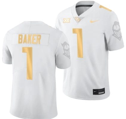 Javon Baker Jersey #1 UCF Knights Light Mode College Football White Golden 10 Javon Baker Jersey #1 UCF Knights Light Mode College Football White Golden