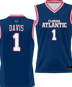 Johnell Davis Jersey #1 FAU Owls Full Sublimated Alternate Basketball Navy