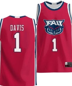 Johnell Davis Jersey #1 FAU Owls NIL Basketball Lightweight Red