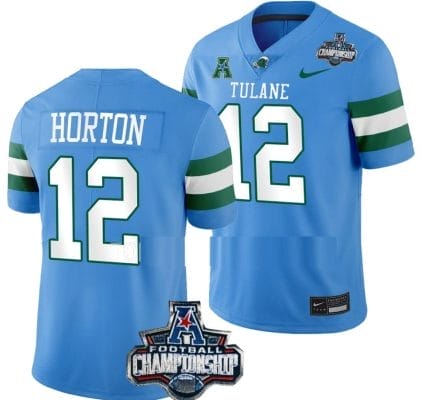 Kai Horton Jersey #12 Tulane Green Wave 2022 ACC Football Championship Blue 8 Kai Horton Jersey #12 Tulane Green Wave 2022 ACC Football Championship Blue