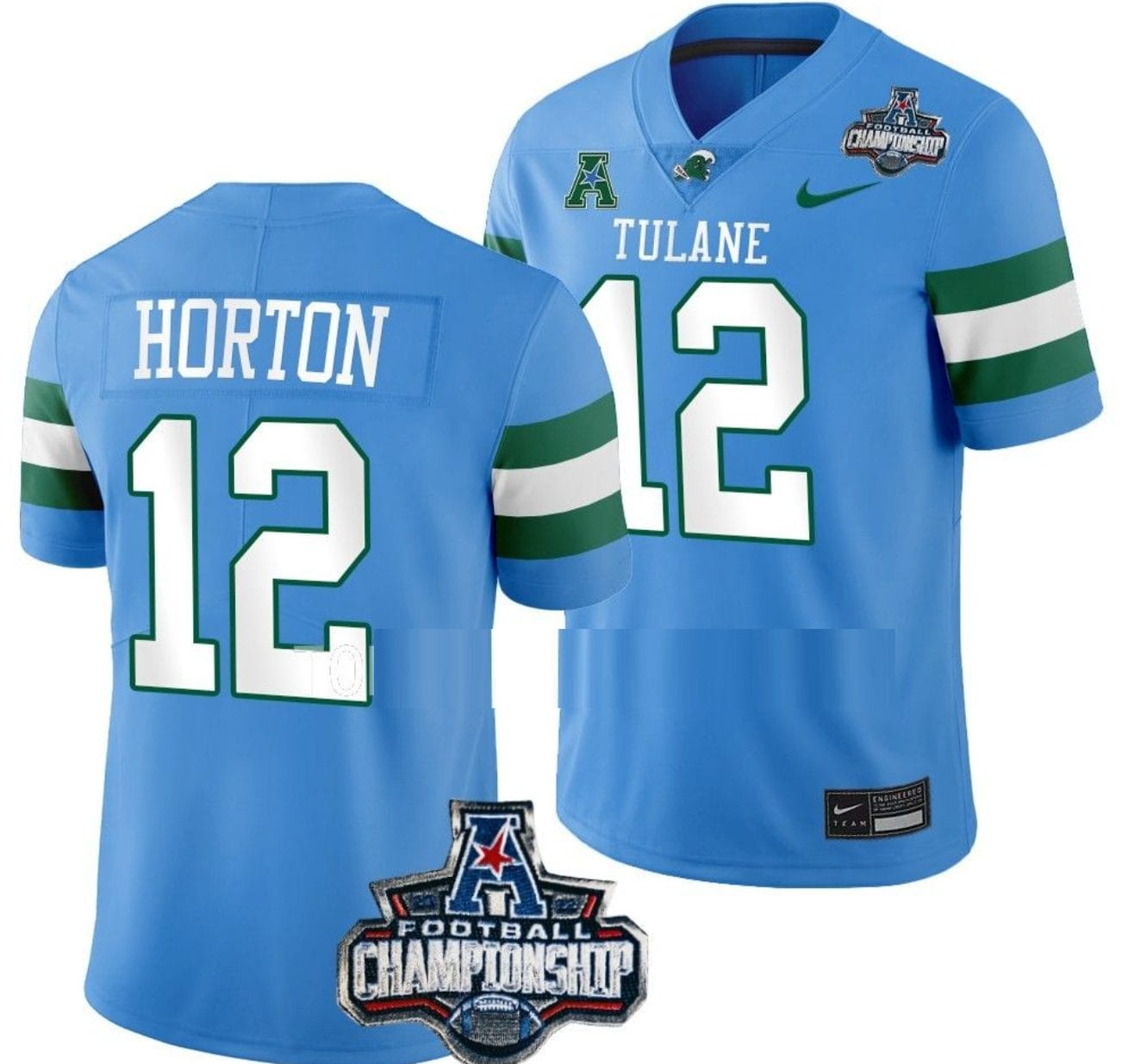 Kai Horton Jersey #12 Tulane Green Wave 2022 ACC Football Championship Blue 1 Kai Horton Jersey #12 Tulane Green Wave 2022 ACC Football Championship Blue