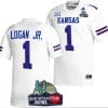 Kenny Logan Jr Jersey #1 Kansas Jayhawks 2023 Guaranteed Rate Bowl Champs MVP Football White