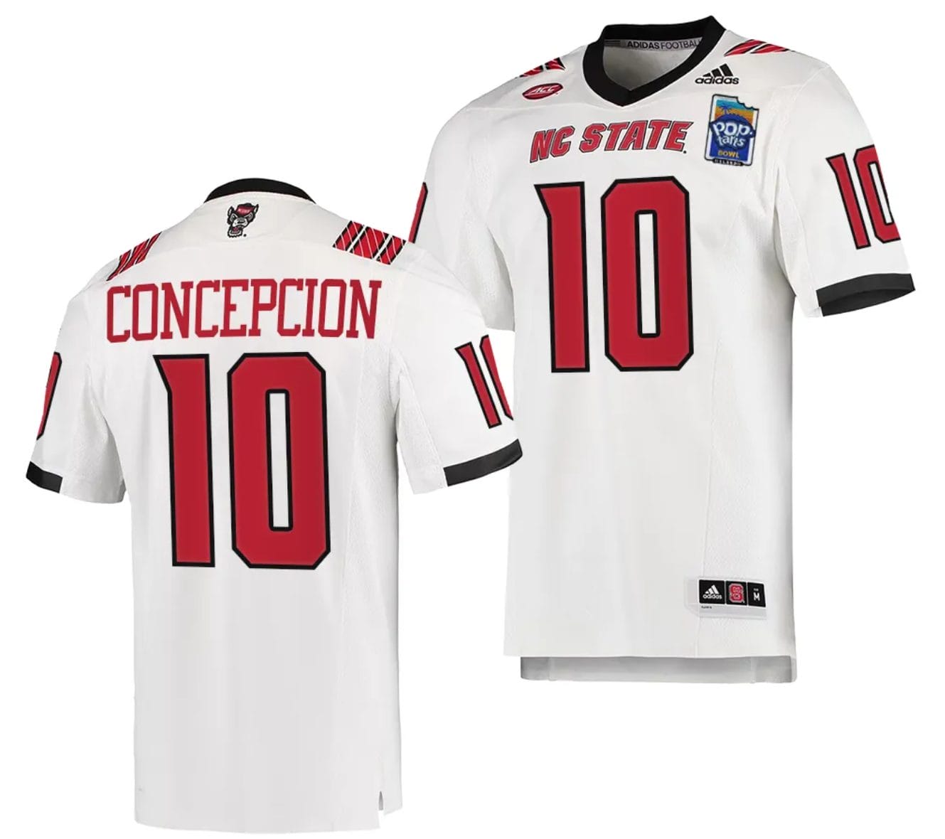 Kevin Concepcion Jersey #10 NC State Wolfpack 2023 Pop Tarts Bowl Football White 1 Kevin Concepcion Jersey #10 NC State Wolfpack 2023 Pop Tarts Bowl Football White