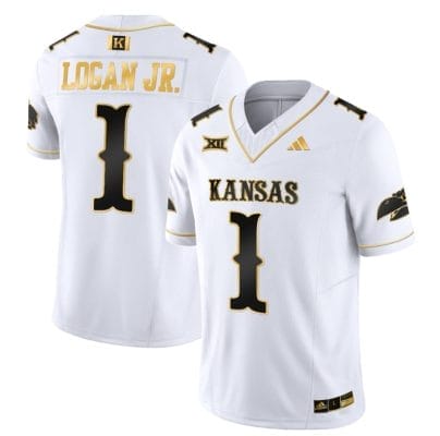 Kenny Logan Jr Jersey #1 Kansas Jayhawks Blackhawk Gold Vapor Football White Gold 8 Kenny Logan Jr Jersey #1 Kansas Jayhawks Blackhawk Gold Vapor Football White Gold