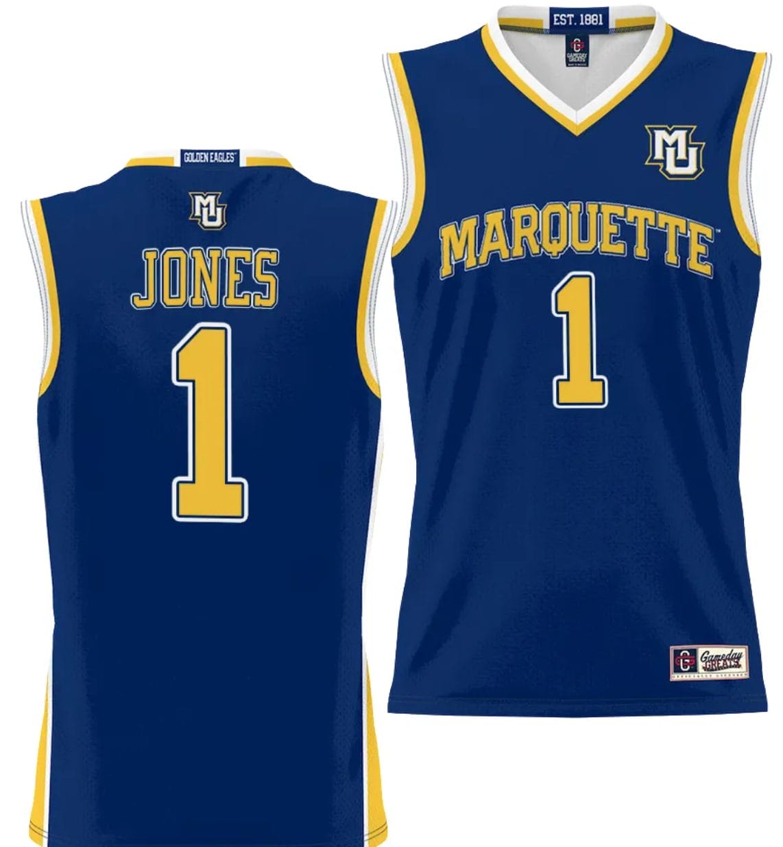 Kam Jones Jersey #1 Marquette Golden Eagles NIL Basketball Lightweight Navy 1 Kam Jones Jersey #1 Marquette Golden Eagles NIL Basketball Lightweight Navy