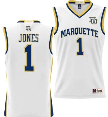 Kam Jones Jersey #1 Marquette Golden Eagles NIL Basketball Lightweight White 8 Kam Jones Jersey #1 Marquette Golden Eagles NIL Basketball Lightweight White