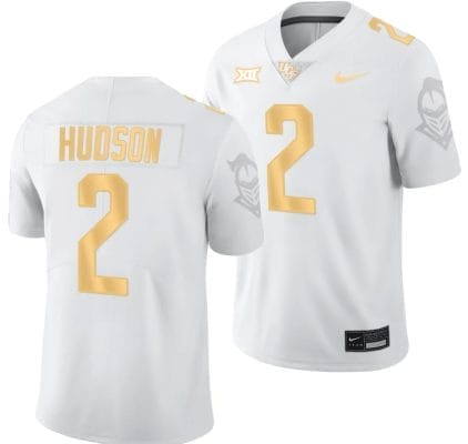 Kobe Hudson Jersey #2 UCF Knights Light Mode College Football White Golden 10 Kobe Hudson Jersey #2 UCF Knights Light Mode College Football White Golden