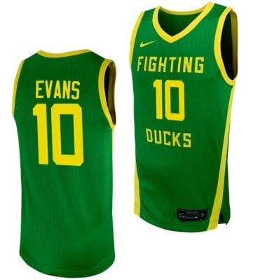 Kwame Evans Jersey #10 Oregon Ducks Replica College Basketball uniform Green