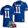 Luke Grimm Jersey #11 Kansas Jayhawks 2023 Guaranteed Rate Bowl Champs Football Royal