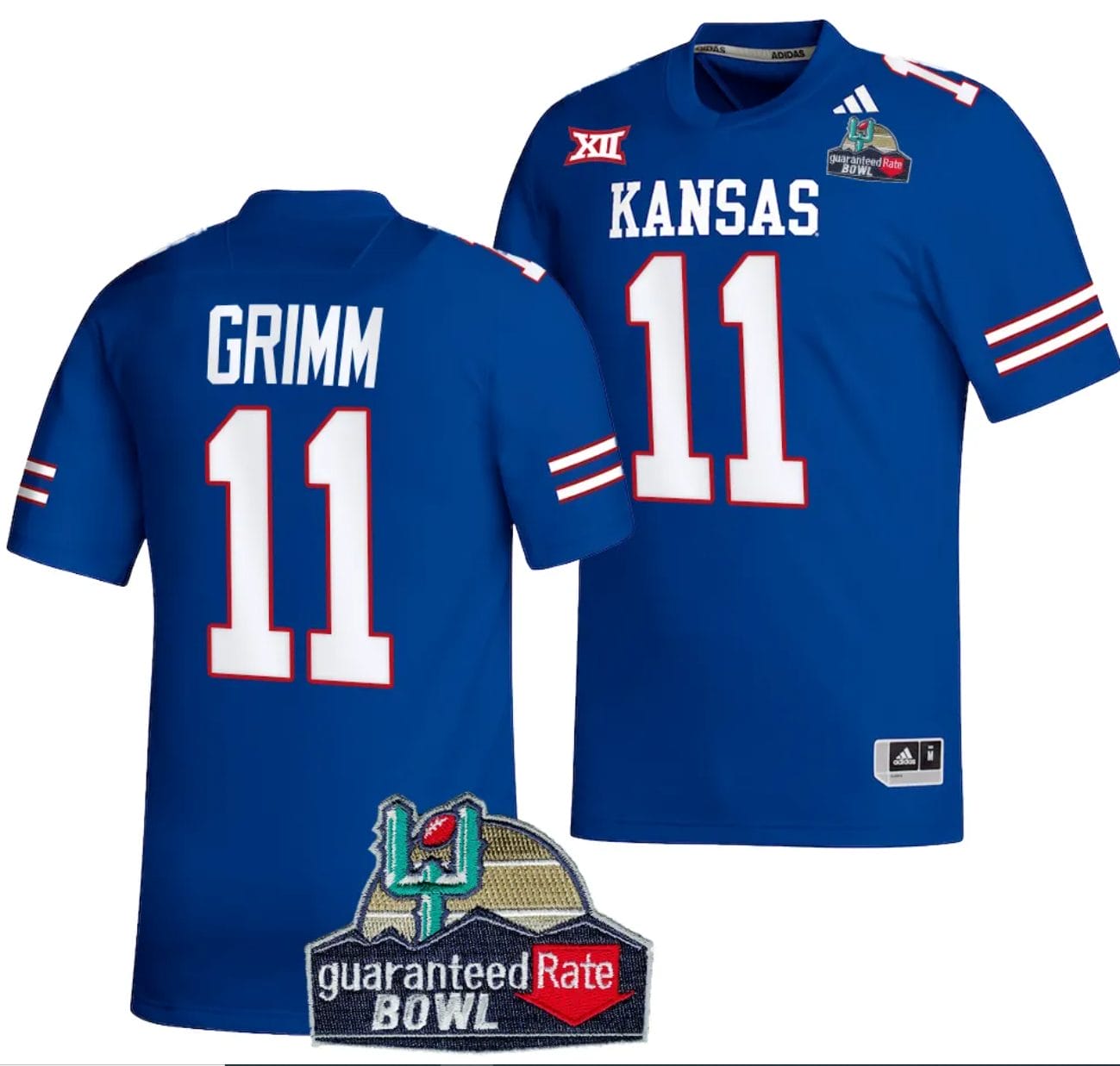 Luke Grimm Jersey #11 Kansas Jayhawks 2023 Guaranteed Rate Bowl Champs Football Royal 1 Luke Grimm Jersey #11 Kansas Jayhawks 2023 Guaranteed Rate Bowl Champs Football Royal