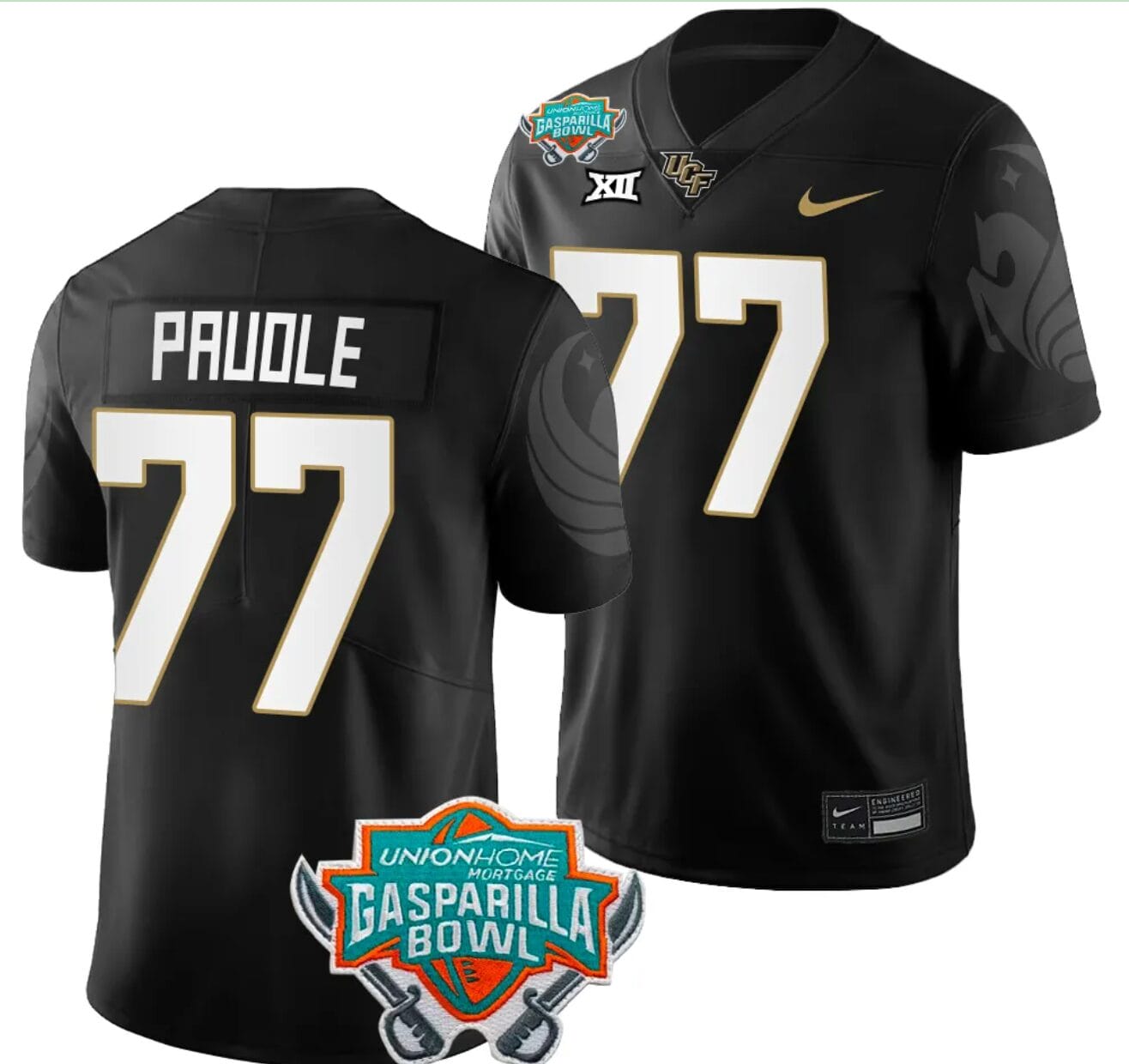Lokahi Pauole Jersey #77 UCF Knights 2023 Gasparilla Bowl Patch Football Black 1 Lokahi Pauole Jersey #77 UCF Knights 2023 Gasparilla Bowl Patch Football Black