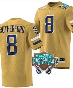 Malik Rutherford Jersey #8 Georgia Tech Yellow Jackets 2023 Gasparilla Bowl Patch Football Brown
