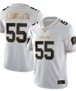 Maema Njongmeta Jersey #55 Wisconsin Badgers Gold Vapor College Football White Gold
