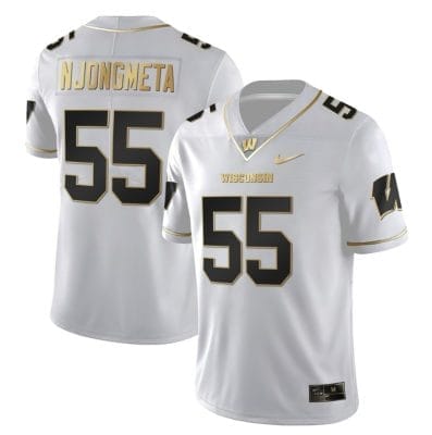 Maema Njongmeta Jersey #55 Wisconsin Badgers Gold Vapor College Football White Gold
