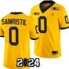 Mike Sainristil Jersey #0 Michigan Wolverines 2024 Football National Championship Playoff Yellow 5 Mike Sainristil Jersey #0 Michigan Wolverines 2024 Football National Championship Playoff Yellow