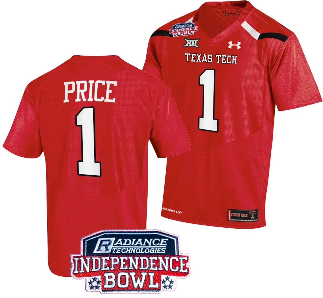 Myles Price Jersey #1 Texas Tech Red Raiders Independence Bowl Patch Football 2023 Red 1 Myles Price Jersey #1 Texas Tech Red Raiders Independence Bowl Patch Football 2023 Red