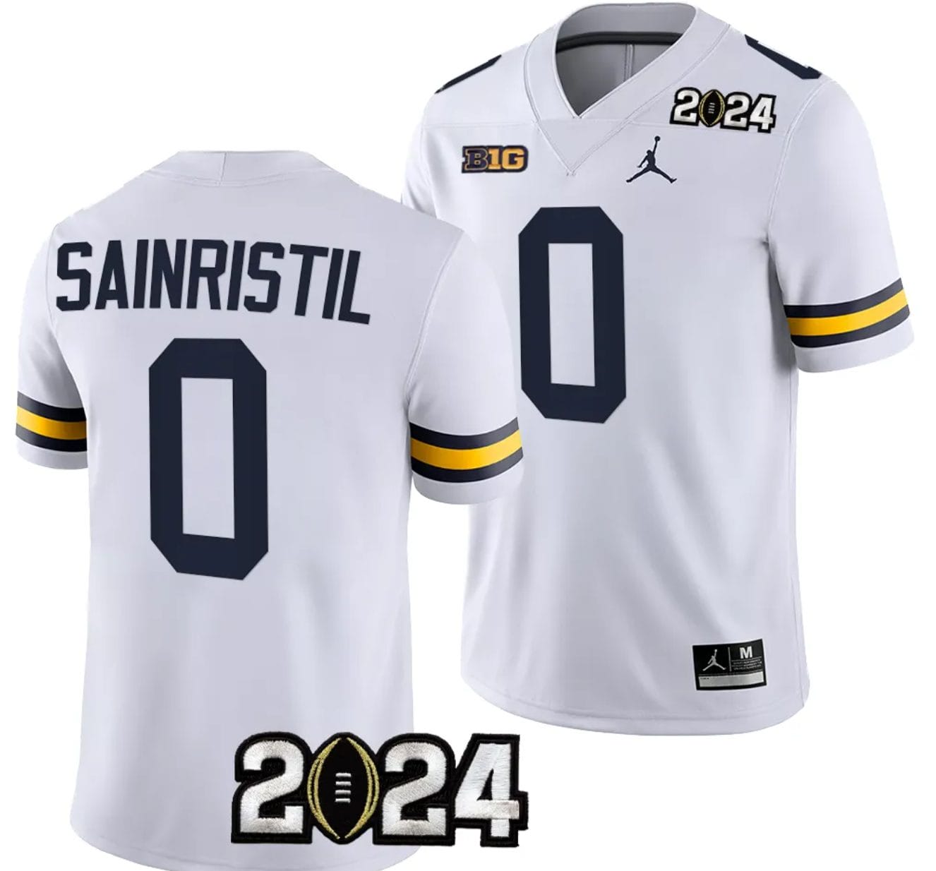 Mike Sainristil Jersey #0 Michigan Wolverines 2024 Football National Championship Playoff White 1 Mike Sainristil Jersey #0 Michigan Wolverines 2024 Football National Championship Playoff White