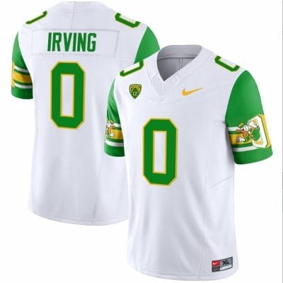 MarKeise Irving Jersey #0 Oregon Ducks ‘Mighty Oregon’ 1984 Throwback Football Uniforms Green Sleeves