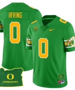 MarKeise Irving Jersey #0 Oregon Ducks ‘Mighty Oregon’ Throwback Football Uniforms Oregon State Patch Green