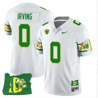 MarKeise Irving Jersey #0 Oregon Ducks ‘Mighty Oregon’ Throwback Football Oregon State White