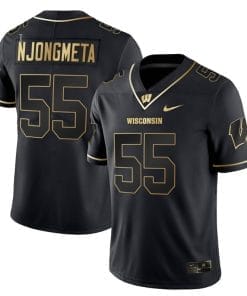 Maema Njongmeta Jersey #55 Wisconsin Badgers Gold Vapor College Football Black Gold