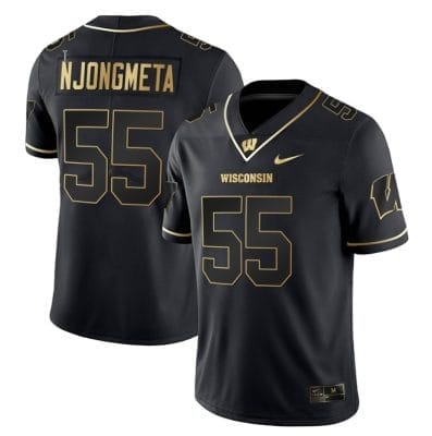 Maema Njongmeta Jersey #55 Wisconsin Badgers Gold Vapor College Football Black Gold 8 Maema Njongmeta Jersey #55 Wisconsin Badgers Gold Vapor College Football Black Gold