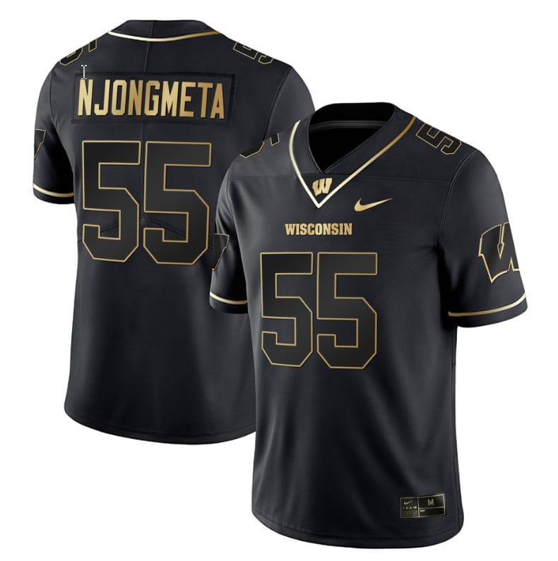 Maema Njongmeta Jersey #55 Wisconsin Badgers Gold Vapor College Football Black Gold 1 Maema Njongmeta Jersey #55 Wisconsin Badgers Gold Vapor College Football Black Gold