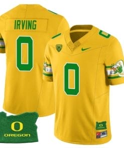 MarKeise Irving Jersey #0 Oregon Ducks ‘Mighty Oregon’ Throwback Football Uniforms Oregon State Patch Yellow
