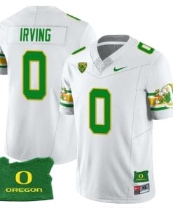 MarKeise Irving Jersey #0 Oregon Ducks ‘Mighty Oregon’ Throwback Football Uniforms Oregon State Patch White