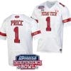 Myles Price Jersey #1 Texas Tech Red Raiders Independence Bowl Patch Football 2023 White 4 Myles Price Jersey #1 Texas Tech Red Raiders Independence Bowl Patch Football 2023 White