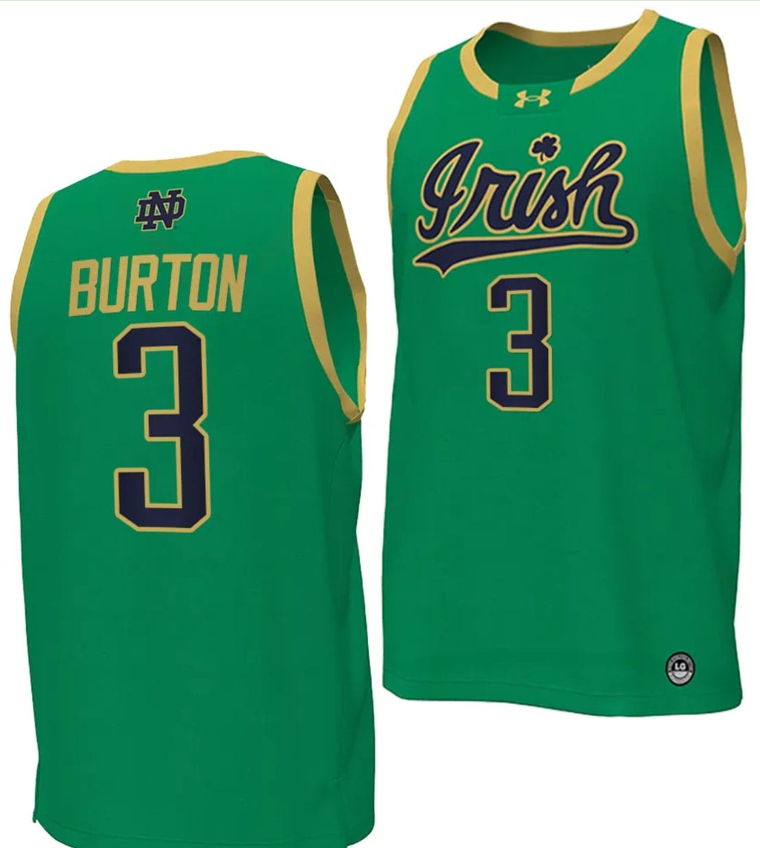 Markus Burton Jersey #3 Notre Dame Fighting Irish Basketball uniform Green 1 Markus Burton Jersey #3 Notre Dame Fighting Irish Basketball uniform Green