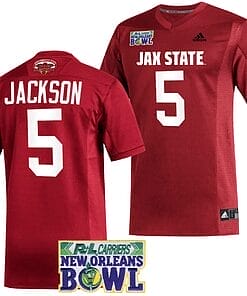 Malik Jackson Jersey #5 Jacksonville State Gamecocks 2023 New Orleans Bowl Patch Football Red
